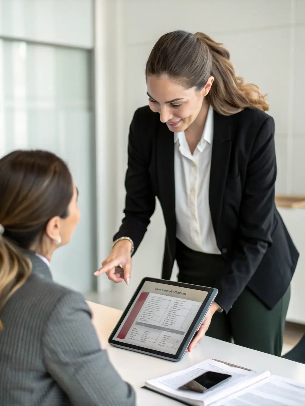 A consultant presenting a health check report to a client, emphasizing clear communication and actionable insights.